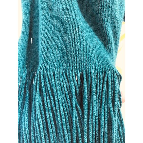 Vintage Gap Scarf with Fringe Turquoise Blue Acrylic Wrap w TAGS - Picture 2 of 8